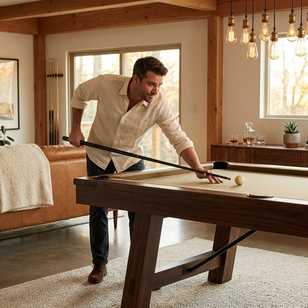 8 Foot Pool Table Built for Tournament Play, 1-Inch Slate Bed, Solid Wood Rails, Wool Blend Cloth